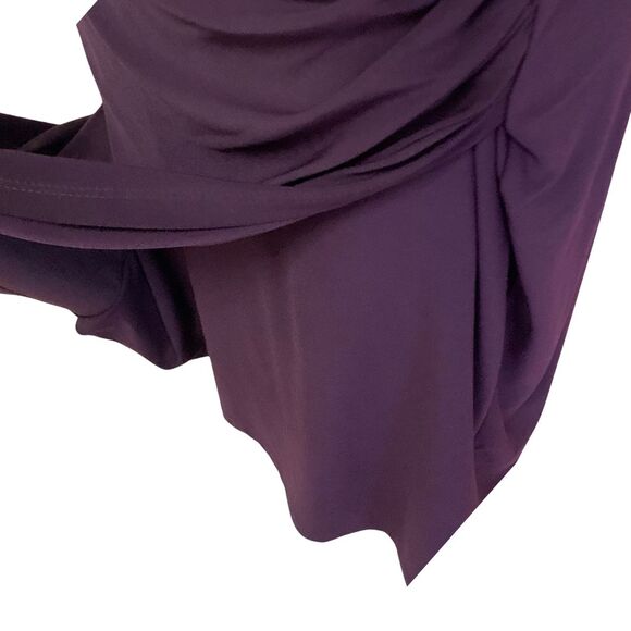 Lauren Ralph Lauren Dress Size 8 Purple Faux Wrap Ruched Short Sleeve V Neck - Picture 5 of 9